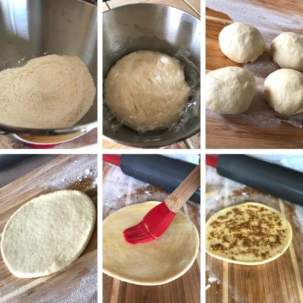 step by step images for making khameer bread.