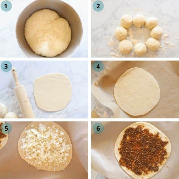 Step by step photos for making manakeesh