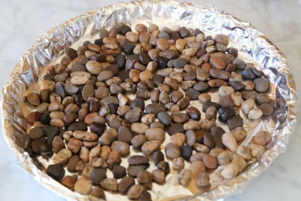 tray filled with pebbles