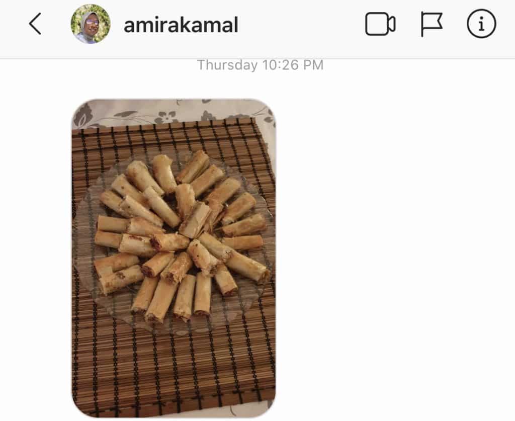 Baklava rolls on a plate, made by a fan