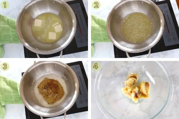 Step by step photos showing bowl and steps to make Tahini cookies