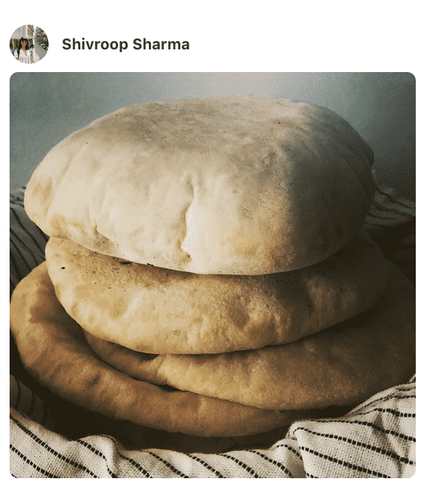 A photo showing Pita bread made by a fan