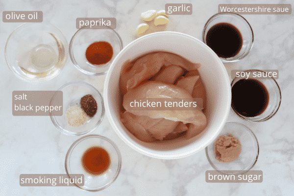 Ingredients for grilled chicken tenders