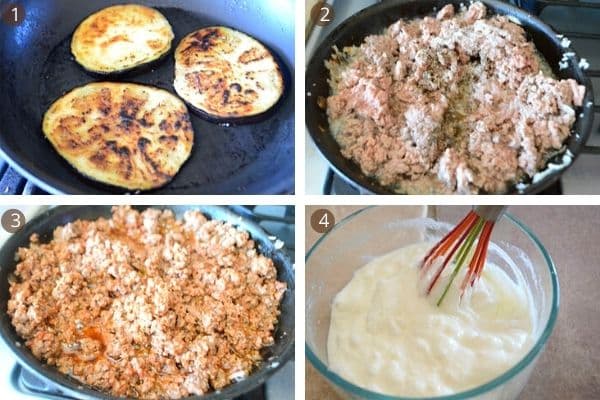 Step by step photos with different types of food, Eggplant and Yogurt