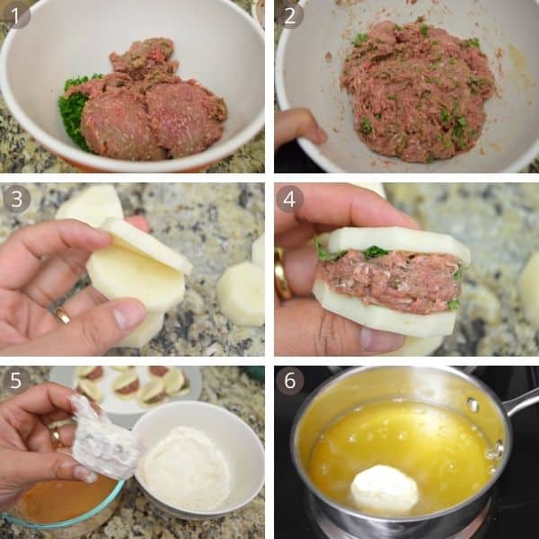 steps for making fried stuffed potatoes