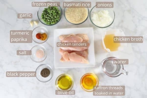 recipe ingredients placed on a white marble table