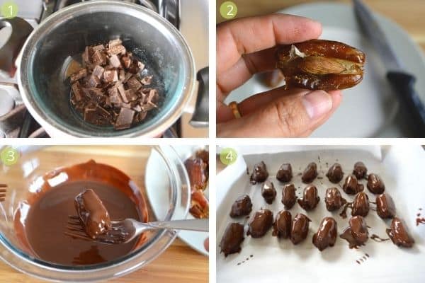 chocolate covered dates step by step