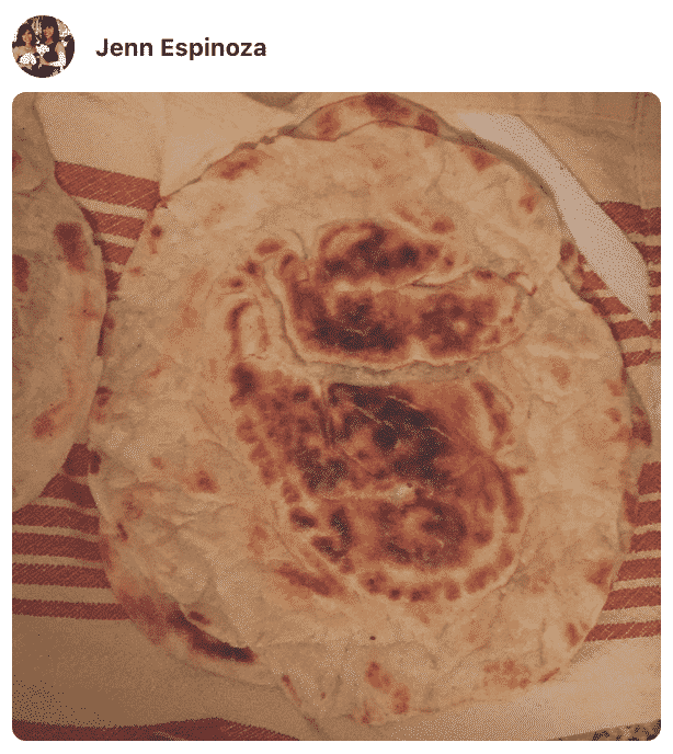 A photo showing Pita bread on a plate made by a fan