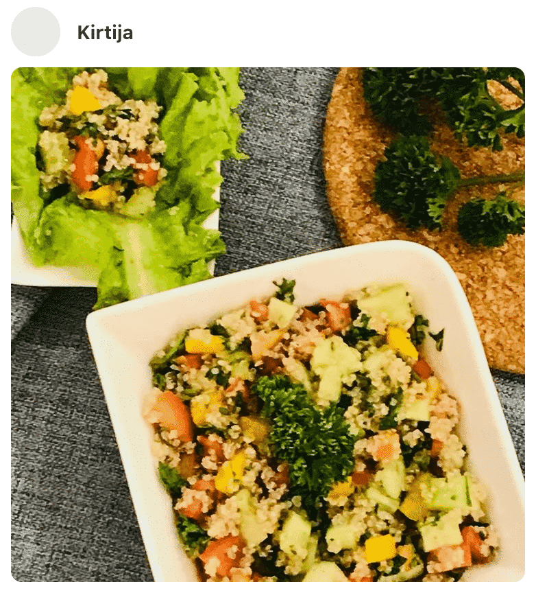 A plate with tabbouleh, made by a fan