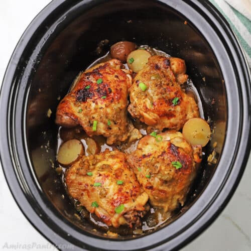 Slow Cooker Bone In Chicken Thighs Easy Recipe Amiras Pantry 5937