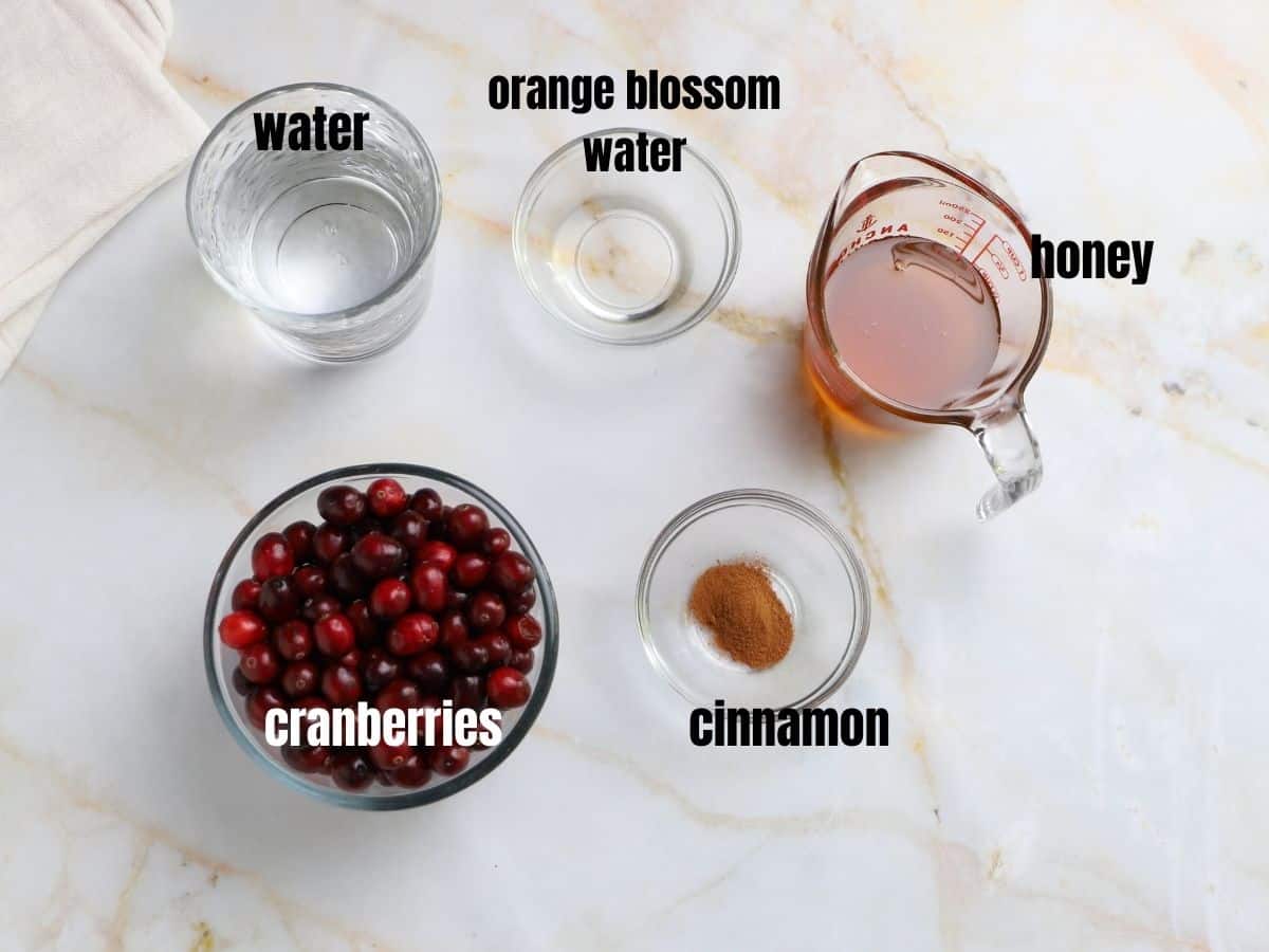 A photo showing ingredients for making Cranbery sauce