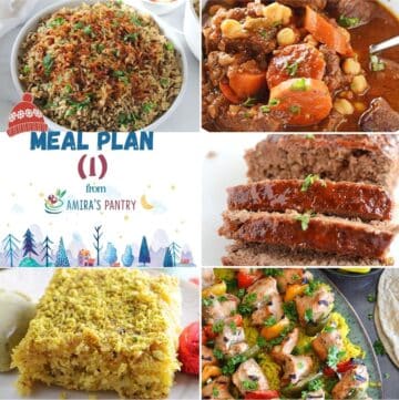 A collage of recipes for first week of January meal plan.
