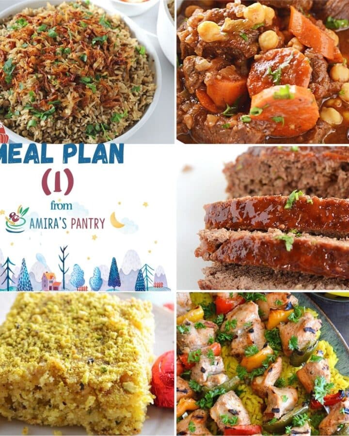 A collage of recipes for first week of January meal plan.