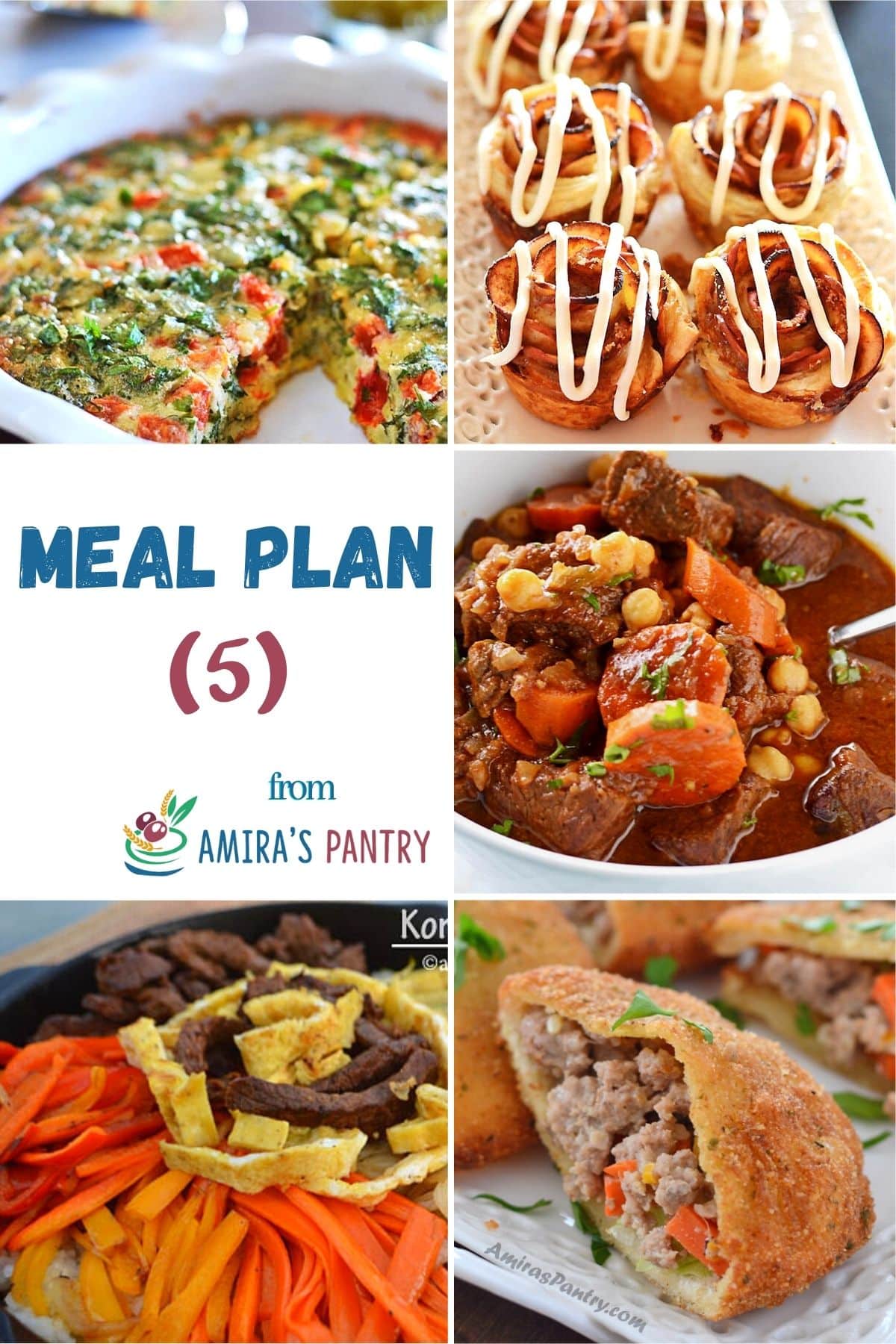 A collage of this week's meal plan dishes with focus on summer recipes.
