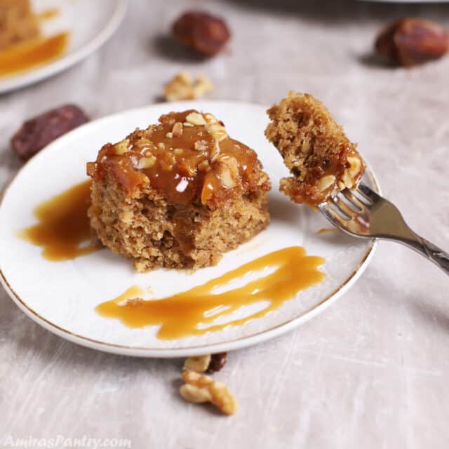 Date Cake Recipe (With Walnuts and Caramel Sauce) - Amira's Pantry