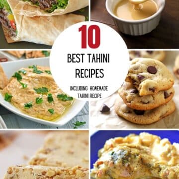 A collage of 6 images showing best recipes for tahini.