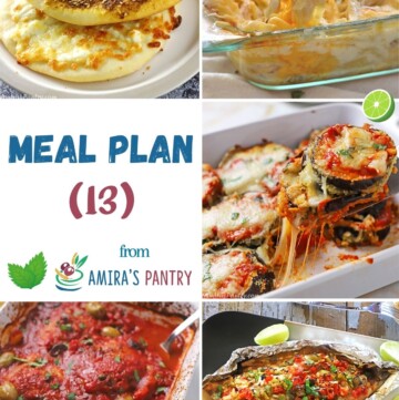 A collage of recipes from this week's meal plan focusing on comfort food.