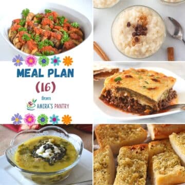 A collage of this week's meal plan with text overlay.