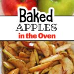 A pinterest collage for healthy baked apples with text overlay.