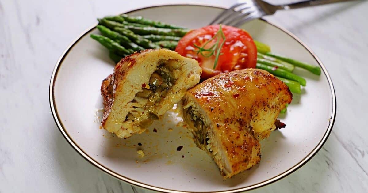 Air Fryer Stuffed Chicken Breast { Cheese & Mushrooms) Amira's Pantry