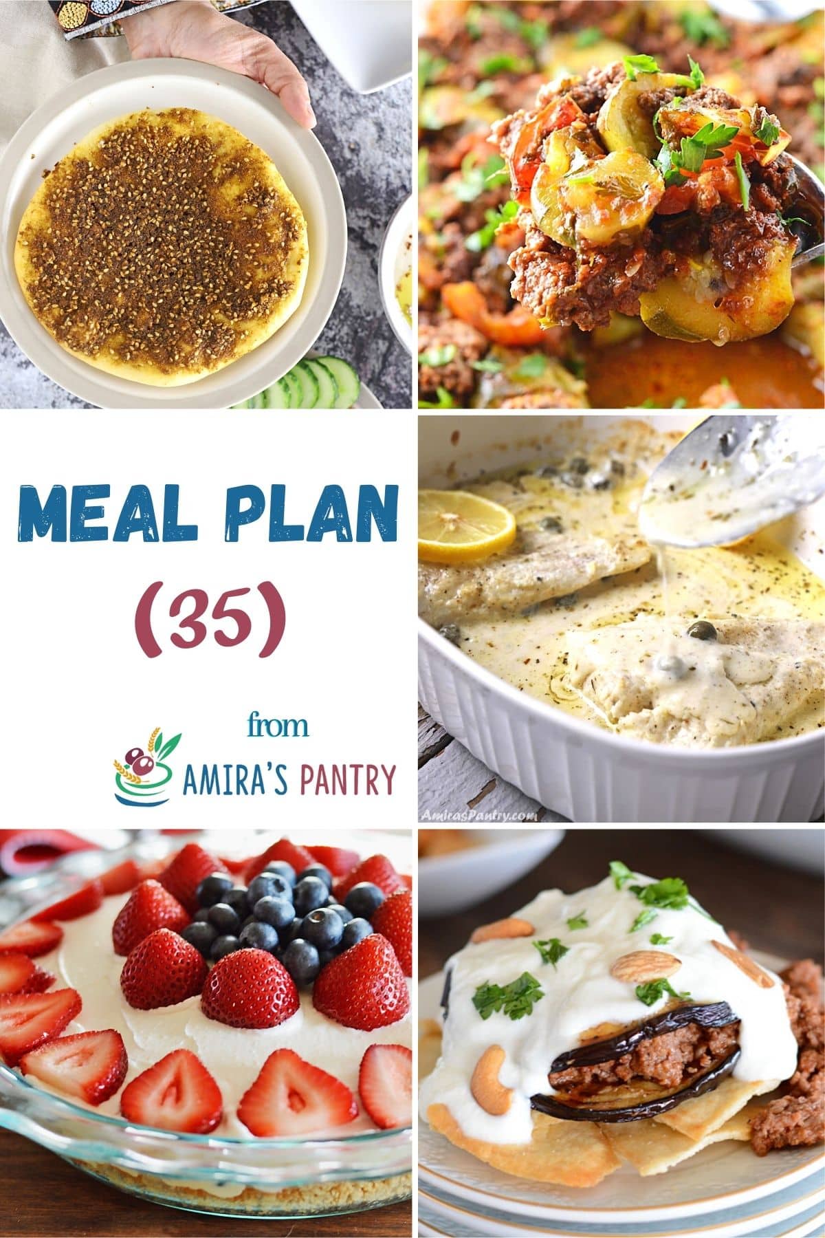 A collage of the recipes from this week's meal plan.