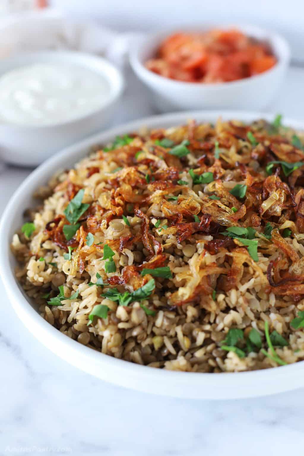 Mujadara {One Pot Lebanese Lentils and Rice Recipe} - Amira's Pantry