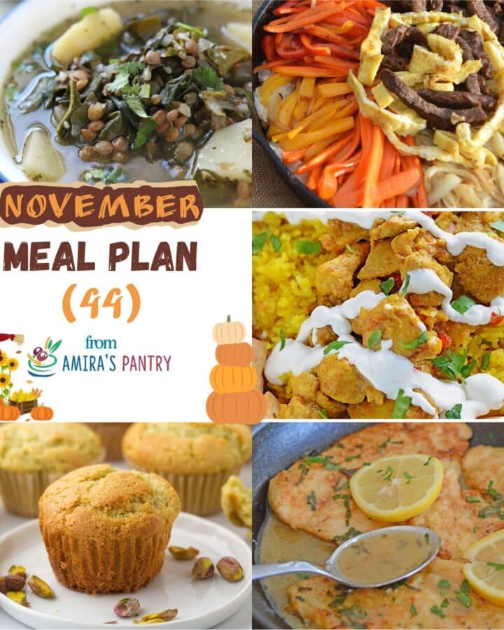 A collage of recipes from this week's meal plan.