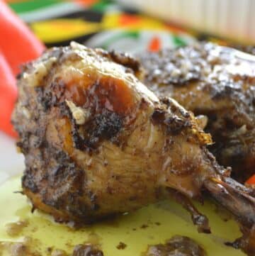 A close up look at a drumstick with olive oil.