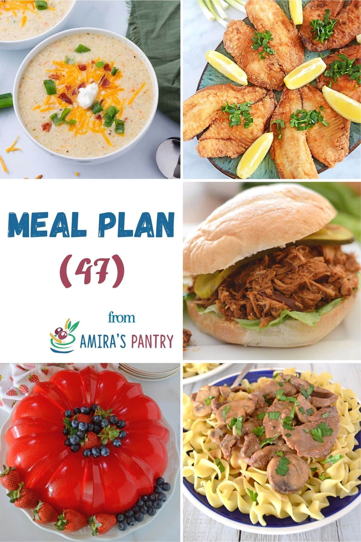 A collage of images from this week's meal plan.