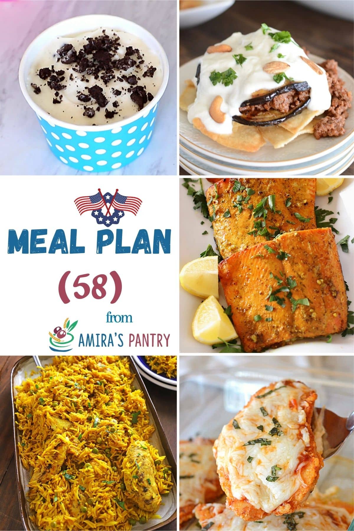 A collage of this week's meal plan recipes.