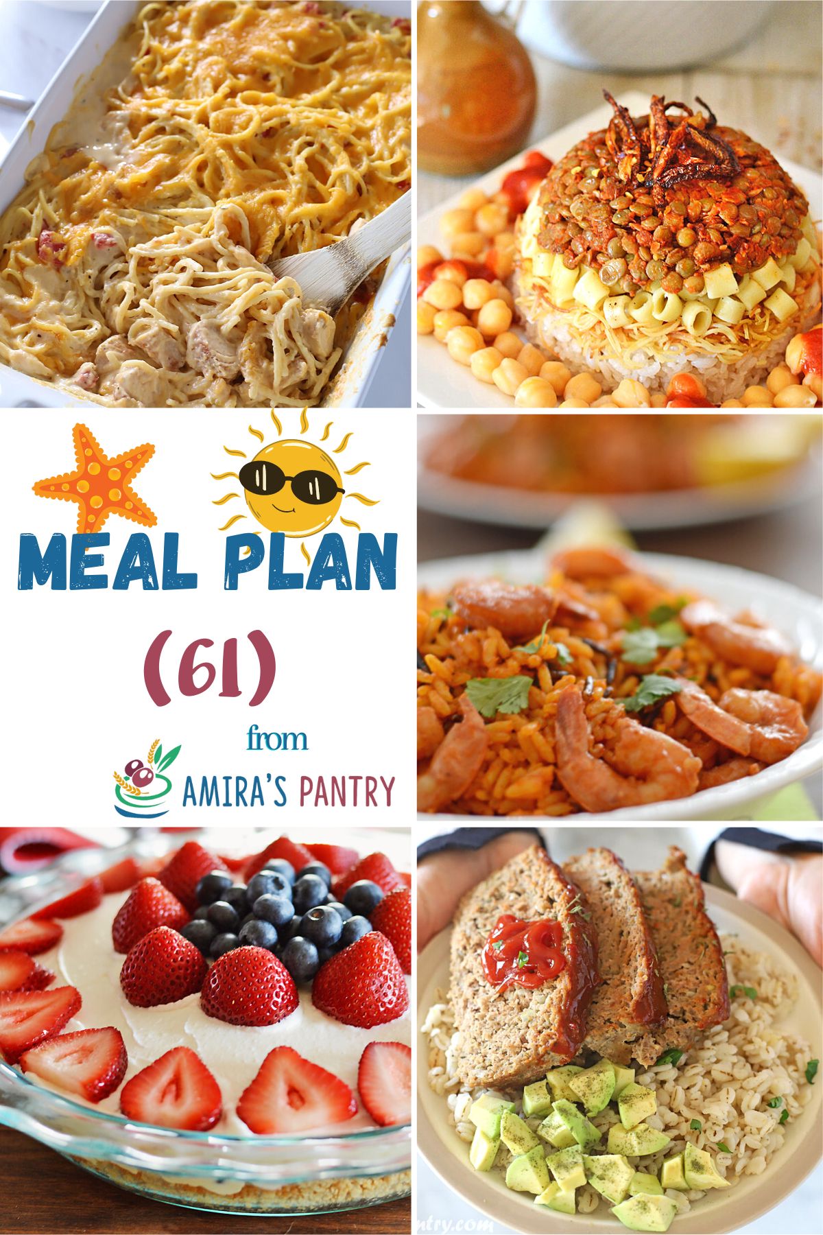 A collage of this week's meal plan recipes.