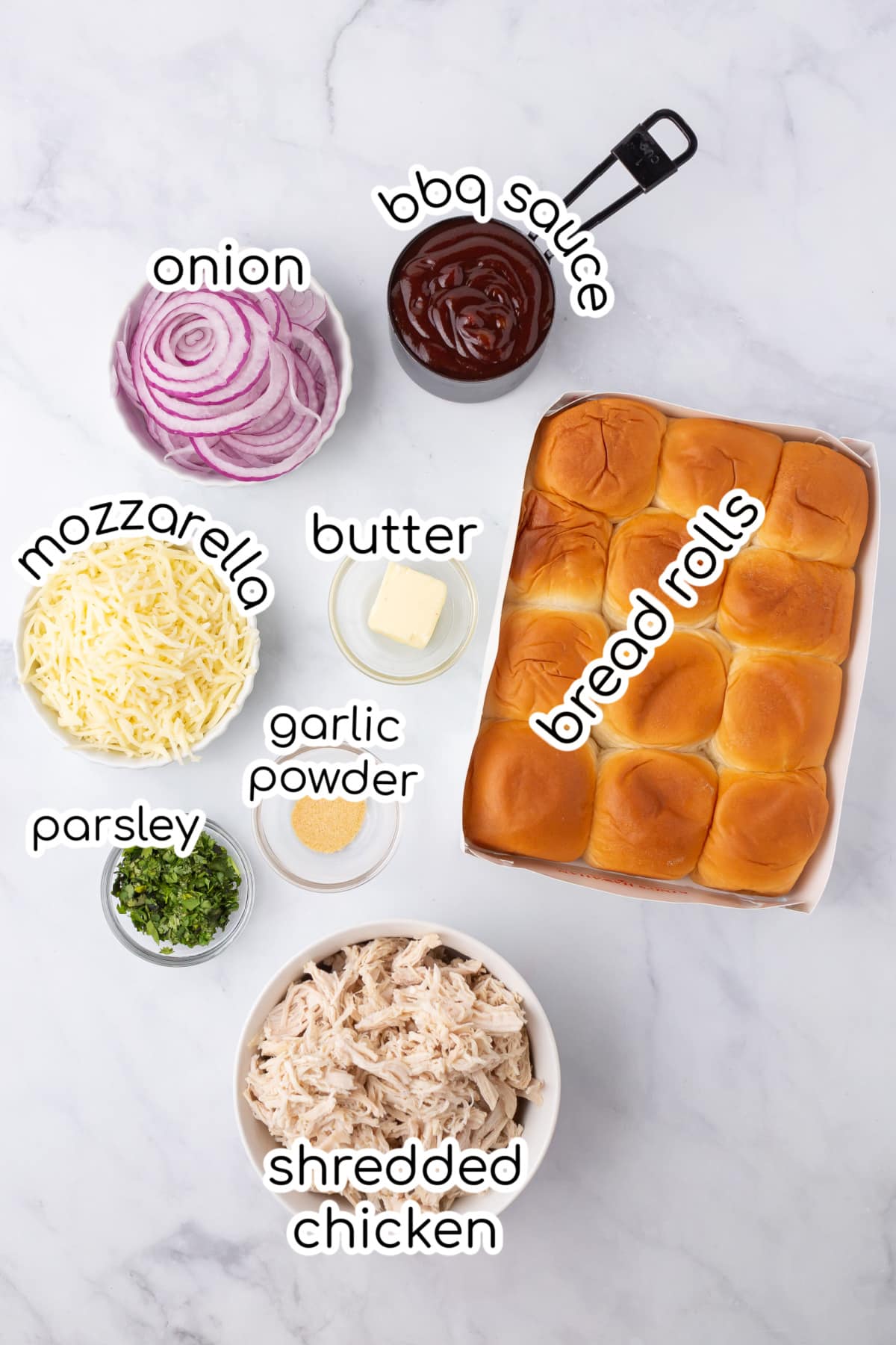 Ingredients for this sliders recipe.