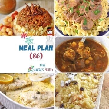 Featured image for meal plan 86 with a collage from this week's recipes.