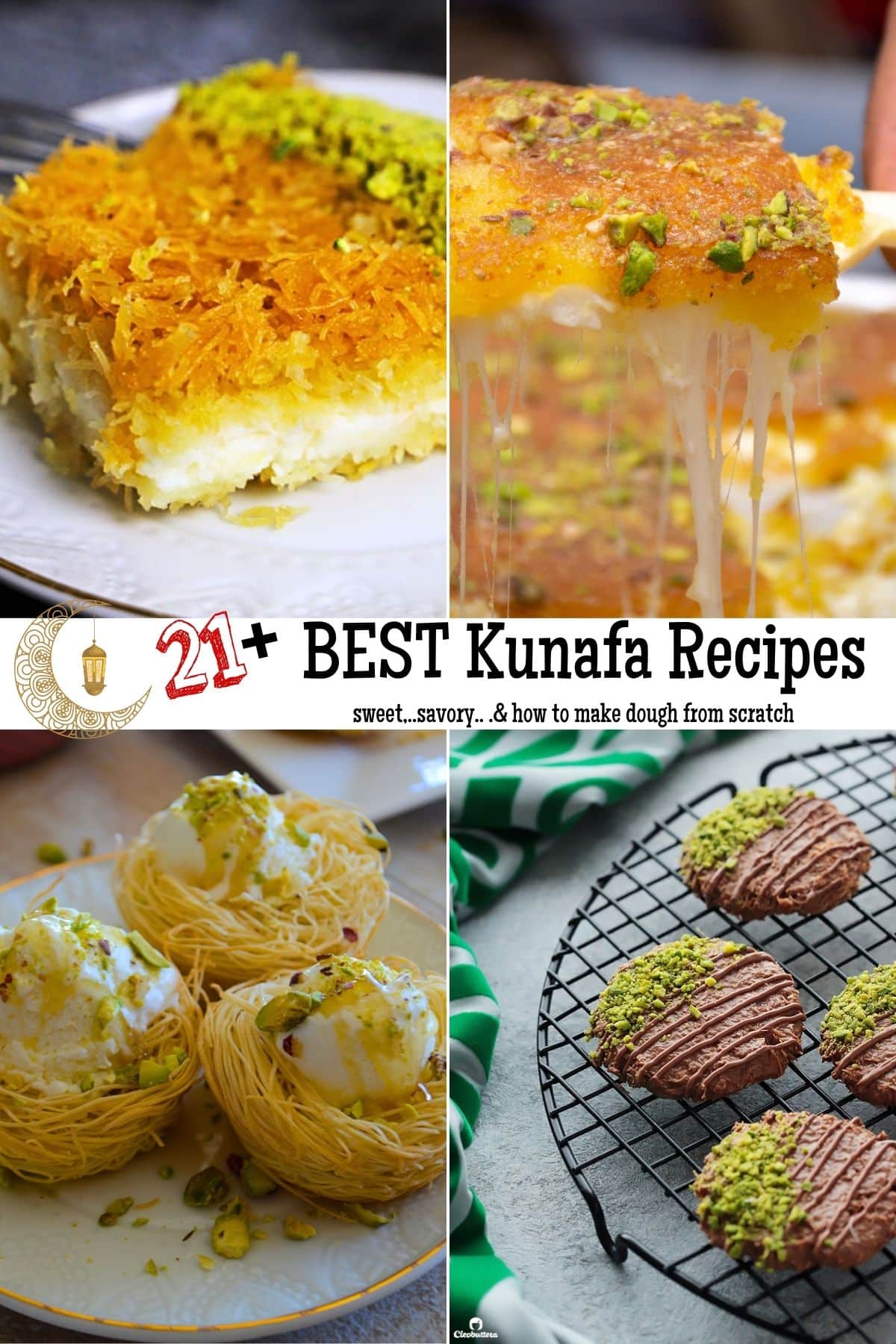 Image with text overlay for kunafa recipes.