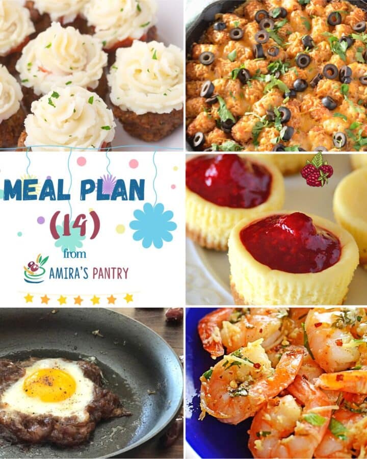 A collage of recipes for meal plan 14.