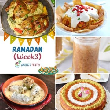 A collage of images for meals during the third week of Ramadan.