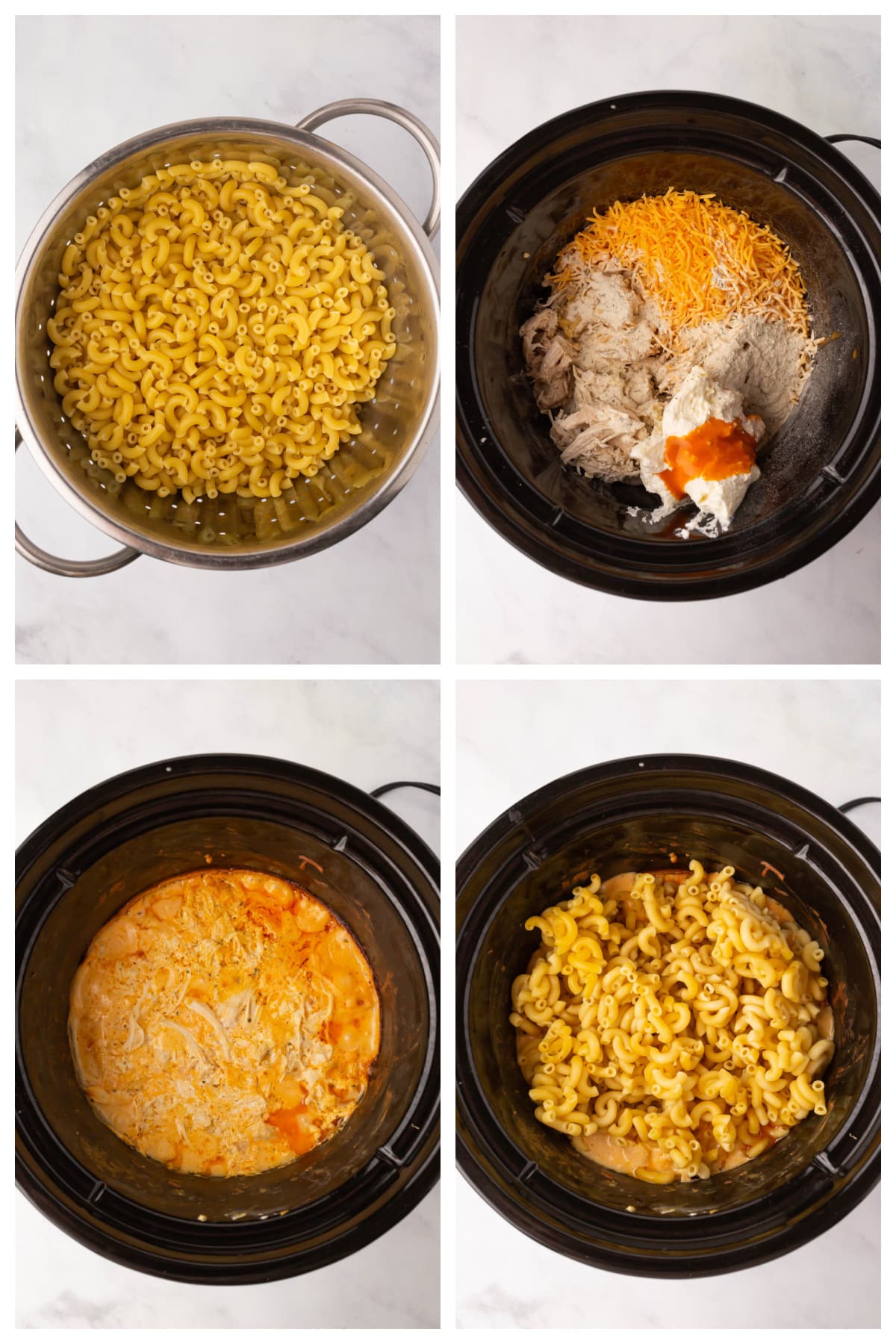 A collage of four images showing recipe instructions.