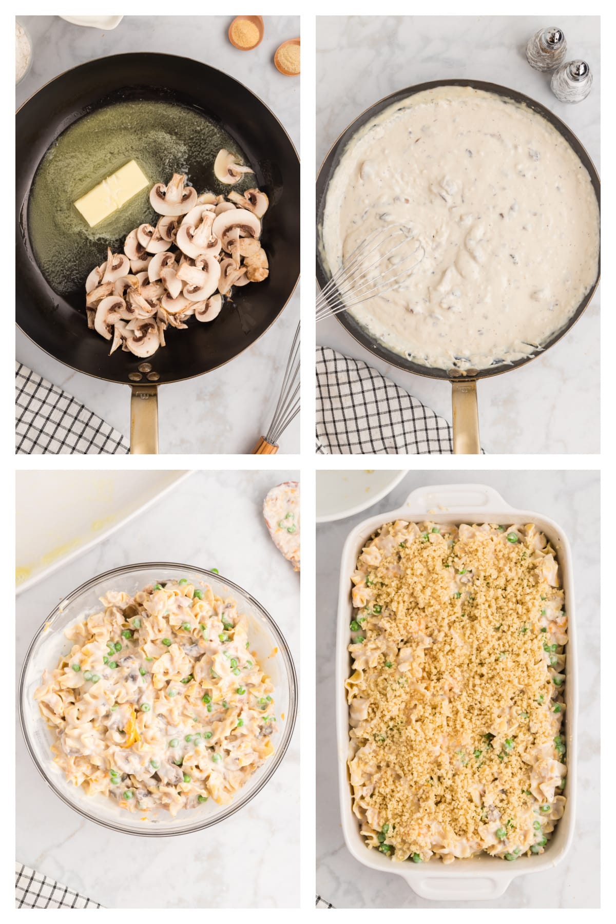 A collage of four images showing instructions on how to make this recipe.
