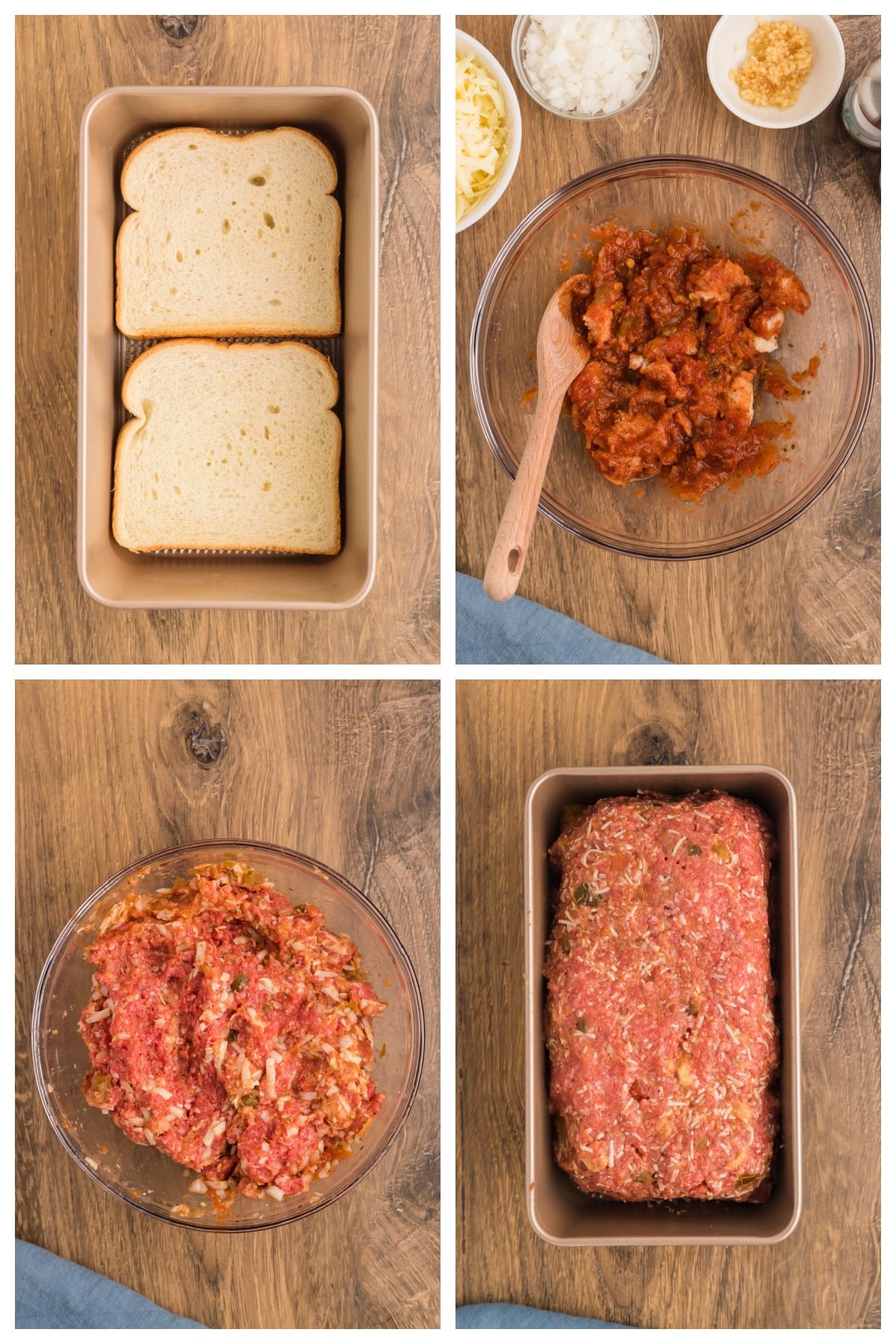 A collage of  four images for recipe instructions.