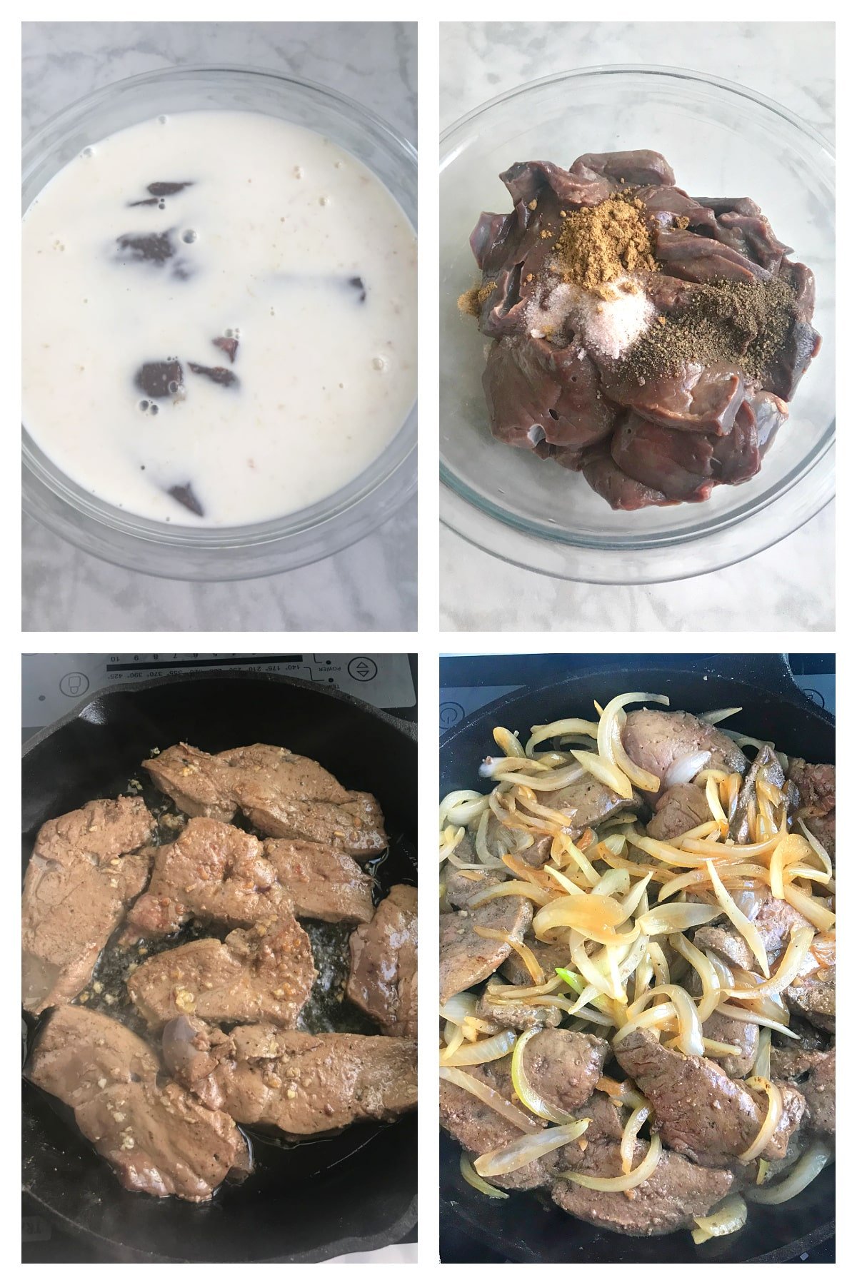 A collage of four images for recipe instructions.