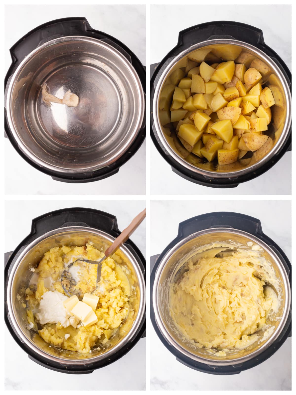 A 4 image collage showing instructions to make the recipe.