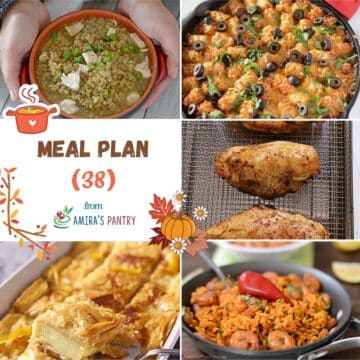A collage of images for this week's in fall meal plan.