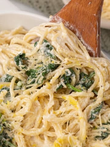 Ricotta cheese pasta in a deep casserole.