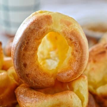Yorkshire puddinf on a plate.