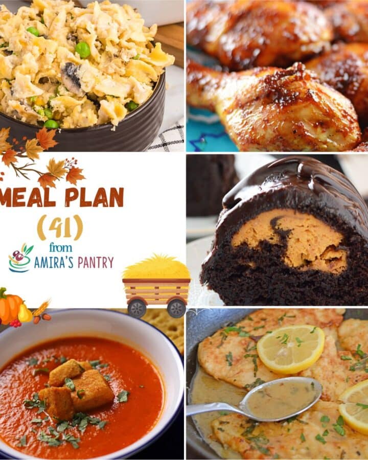 A collage of images from this week's meal plan.