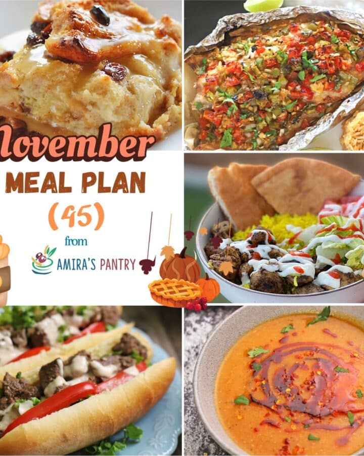 A collage of recipes from this week's meal plan.