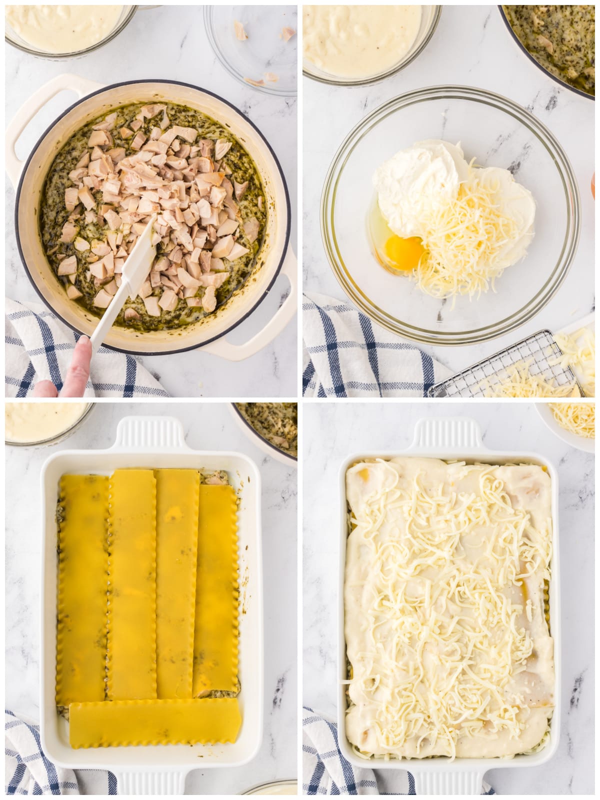 A collage of four images showing instructions to make the recipe.
