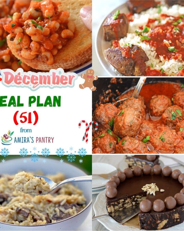 A collage of this week's meal plan recipes.