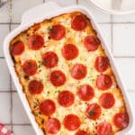 A top view of the casserole dish.