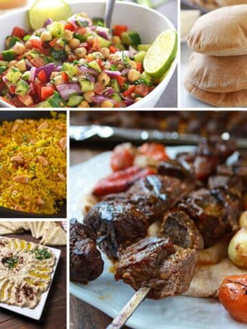 A collage of images for sides of kabob.